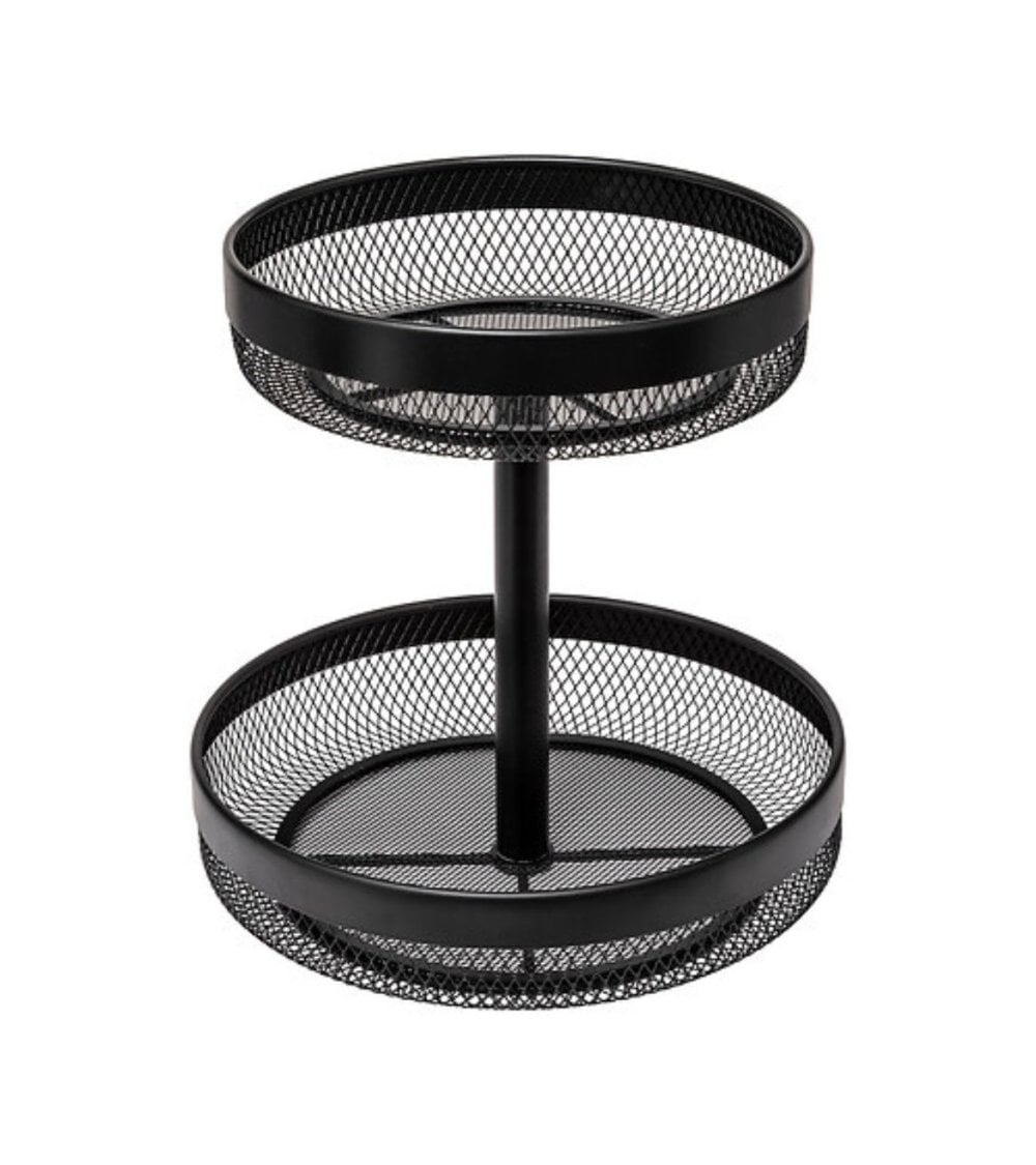 Cesta de Frutas Negra de 2 Niveles