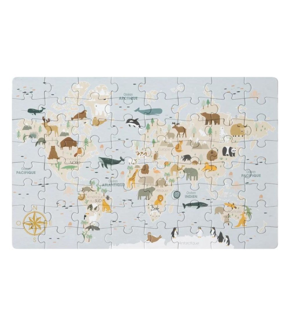 Puzzle Infantil de 64 Piezas de Mapa de Animales
