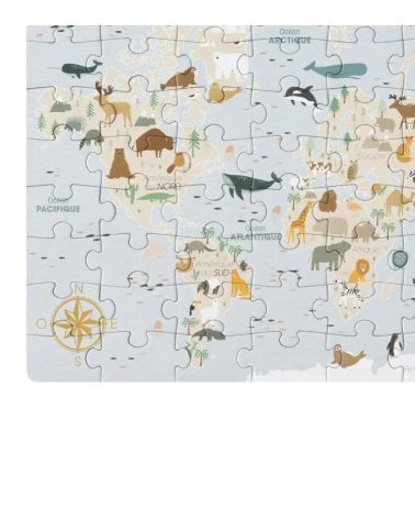 Puzzle Infantil de 64 Piezas de Mapa de Animales