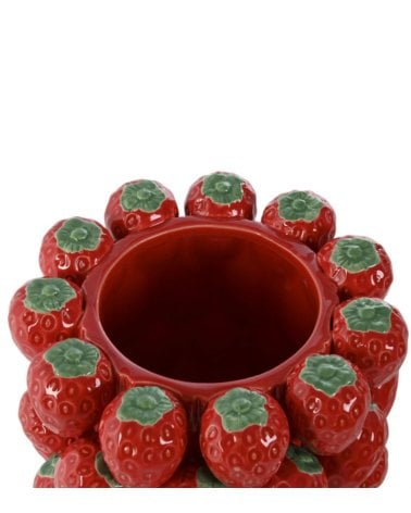 Jarrón Rojo de Fresas de Gres