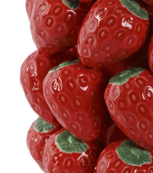 Jarrón Rojo de Fresas de Gres