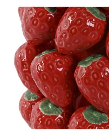 Jarrón Rojo de Fresas de Gres