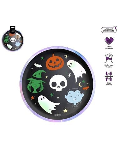 Set de 6 Platos Desechables para Halloween