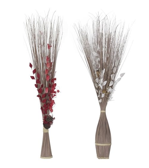 Ramo de Flor Seca Artificial para Interior Granate y Blanco