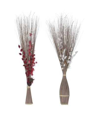 Ramo de Flor Seca Artificial para Interior Granate y Blanco