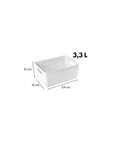 Cesta Rectangular de Plástico con Diseño de Círculos