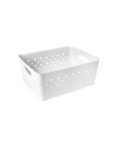 Cesta Rectangular de Plástico con Diseño de Círculos