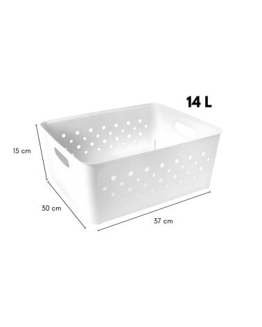 Cesta Rectangular de Plástico con Diseño de Círculos