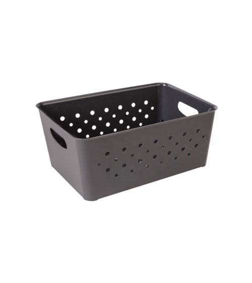 Cesta Rectangular de Plástico con Diseño de Círculos