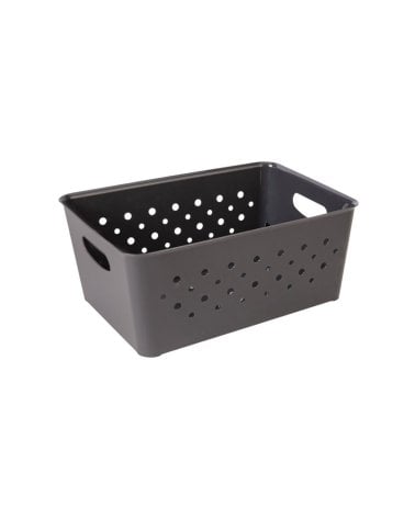 Cesta Rectangular de Plástico con Diseño de Círculos