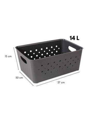 Cesta Rectangular de Plástico con Diseño de Círculos