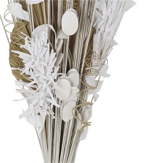 Ramo de Flor Seca Artificial para Interior Blanco y Gris