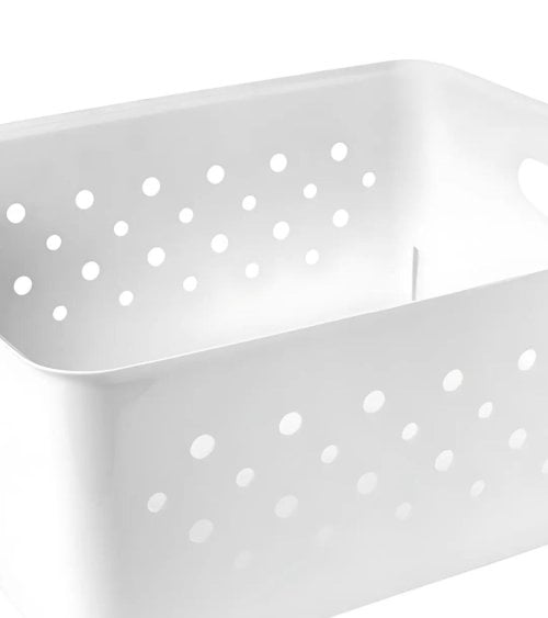 Cesta Rectangular de Plástico con Diseño de Círculos