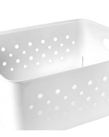 Cesta Rectangular de Plástico con Diseño de Círculos