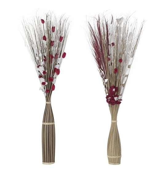 Ramo de Flor Seca Artificial para Interior Rojo y Blanco