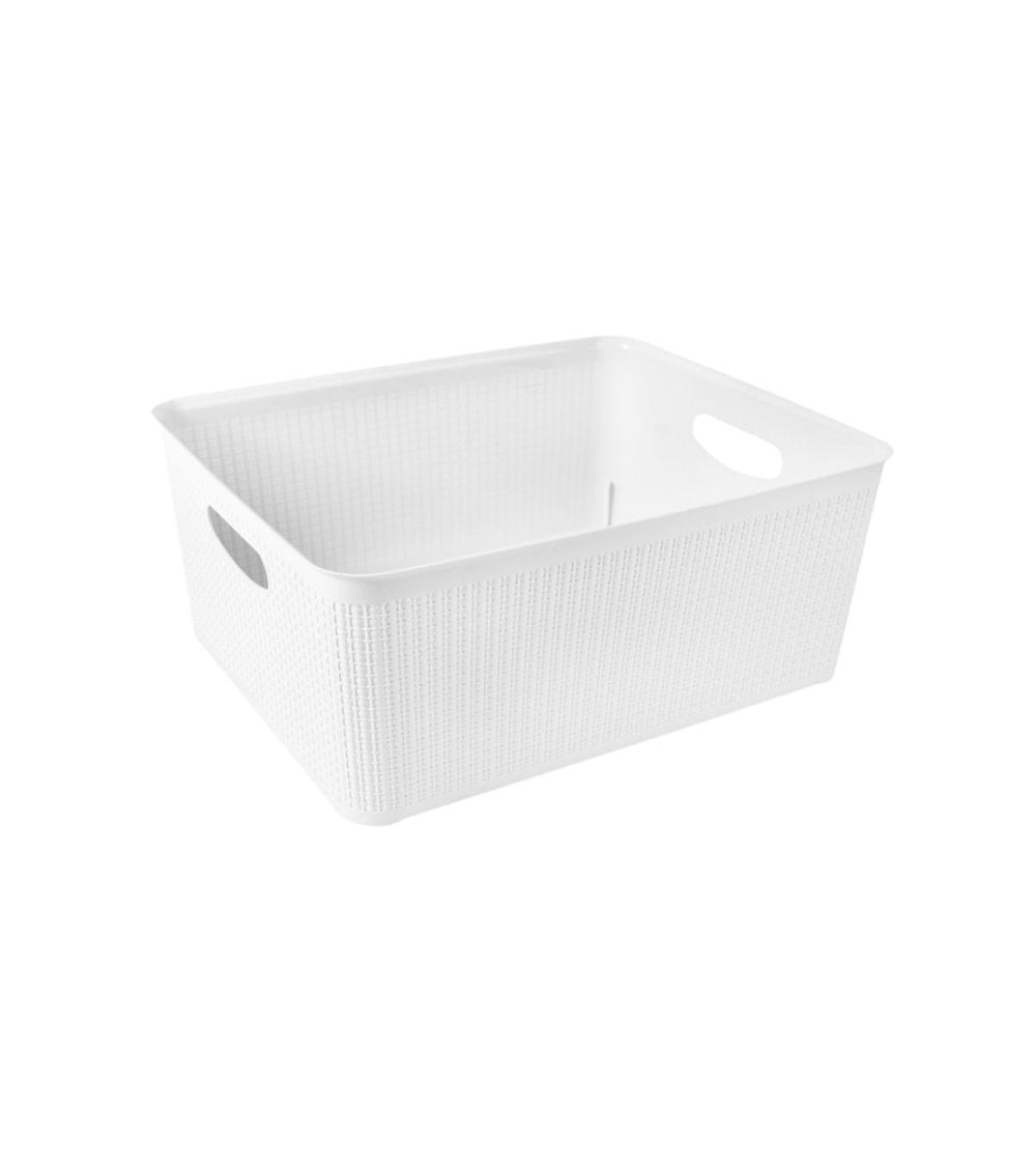 Cesta de Plástico con Diseño de Mimbre