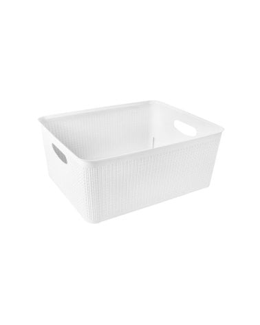 Cesta de Plástico con Diseño de Mimbre