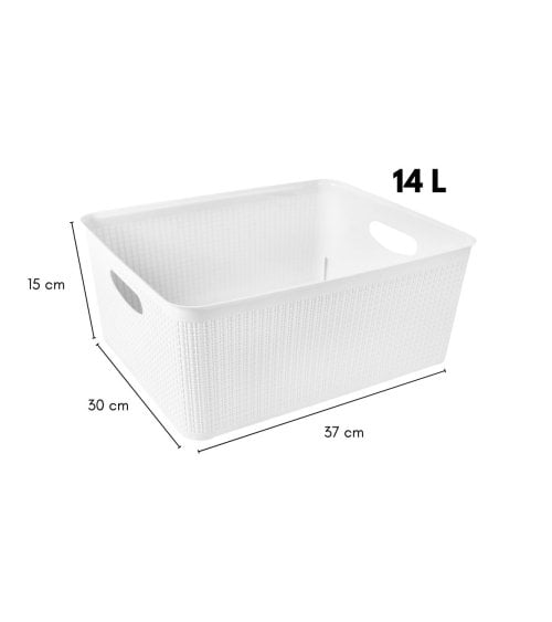 Cesta de Plástico con Diseño de Mimbre