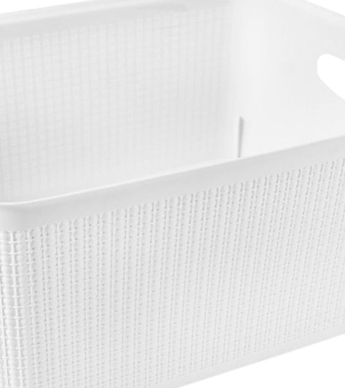 Cesta de Plástico con Diseño de Mimbre