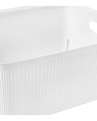 Cesta de Plástico con Diseño de Mimbre