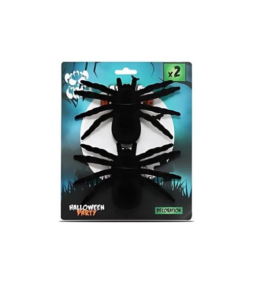 Set de 2 Arañas Peludas de Plástico de Halloween