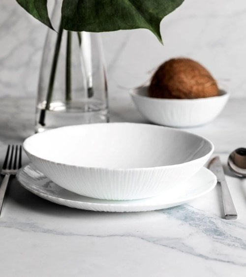 Ensaladera Blanca Coconut de Vidrio Opal