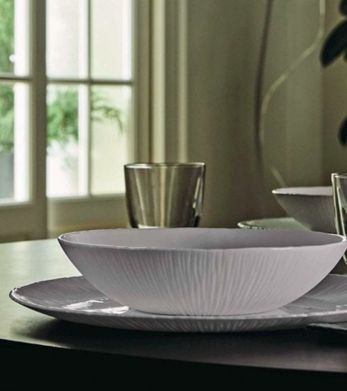 Plato Hondo Blanco Coconut de Vidrio Opal