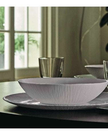 Plato Hondo Blanco Coconut de Vidrio Opal