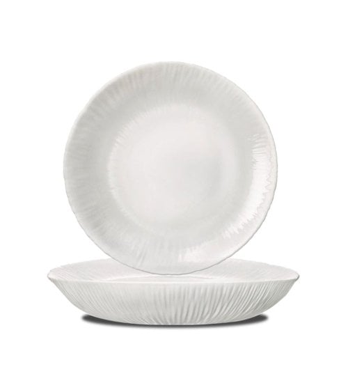 Plato Hondo Blanco Coconut de Vidrio Opal