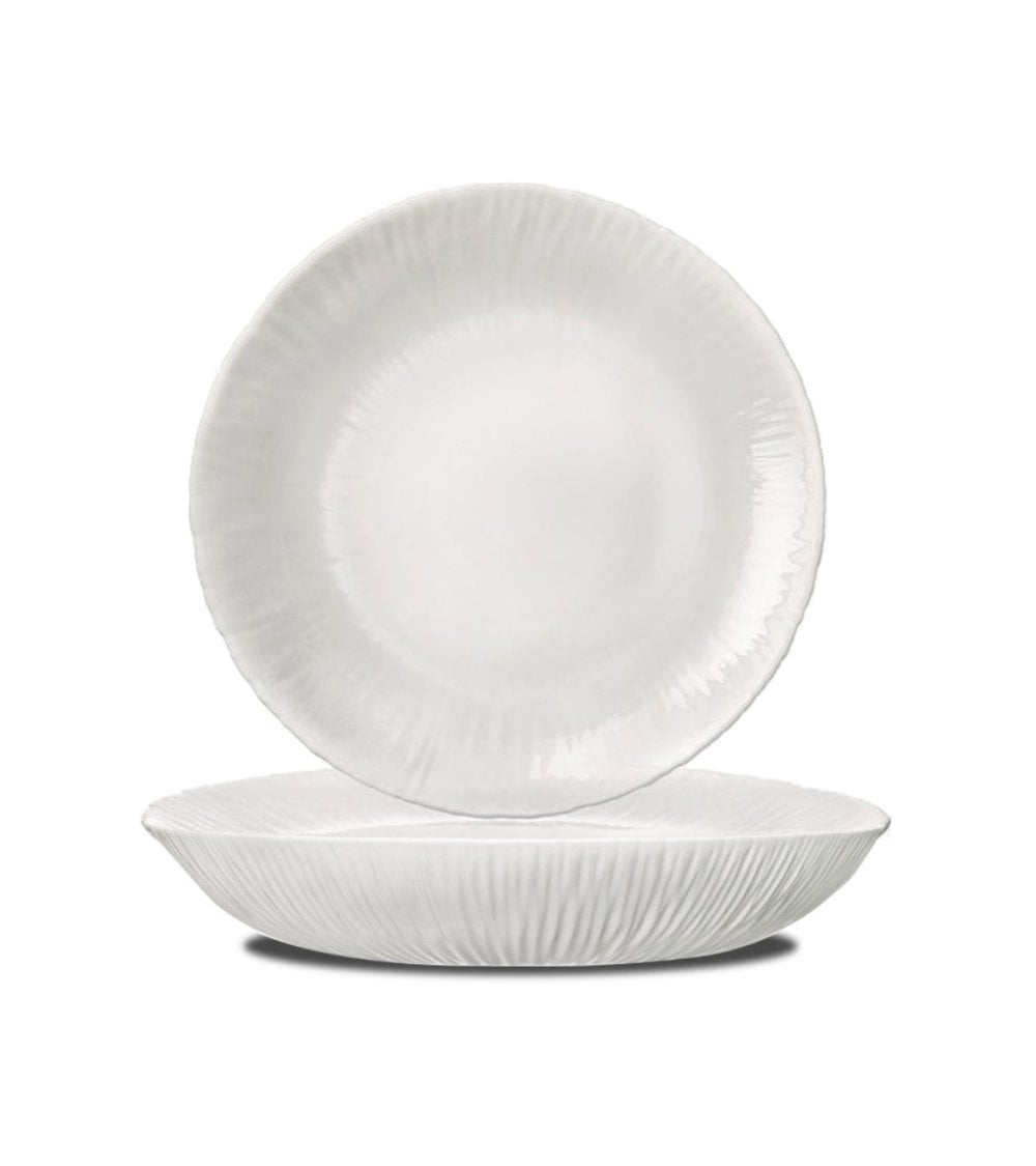 Plato Hondo Blanco Coconut de Vidrio Opal