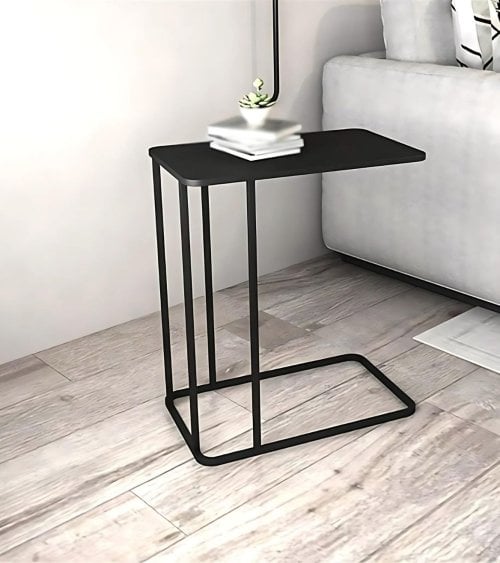 Mesa Auxiliar Cuadrada Negra de Metal