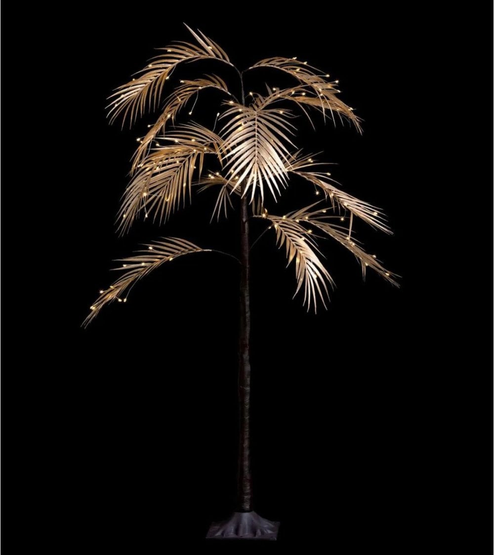 Palma Dorada con LED para Navidad Elegante