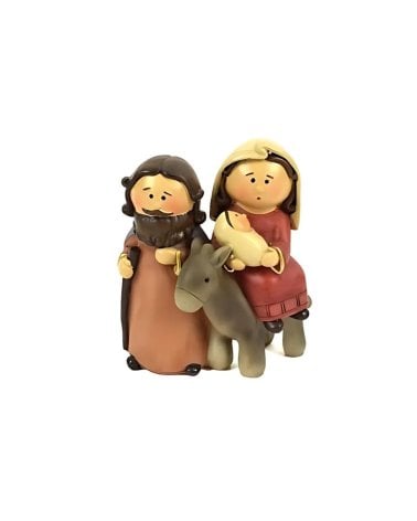Santa Familia con Burro de Cerámica