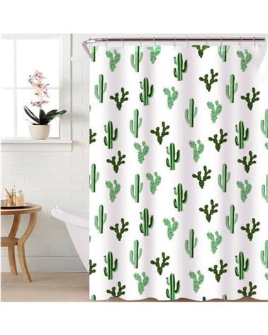 Cortina de Baño Impermeable Cactus