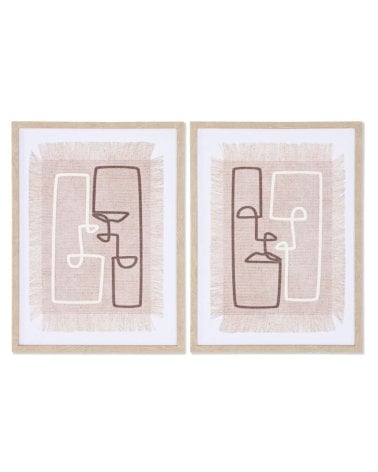 Cuadro Abstracto de Rostros Beige