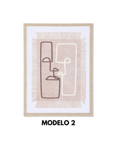 Cuadro Abstracto de Rostros Beige