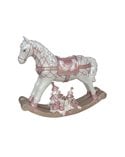 Figura Navideña de Caballo Balancín Rosa y Blanco