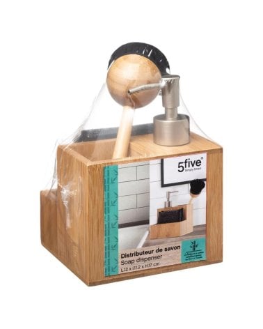Dispensador de Jabón y Acesorios de Bambú