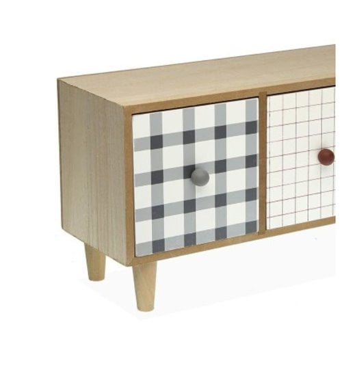 Joyero Madera Camy con 3 Cajones y Cuadros Vichy