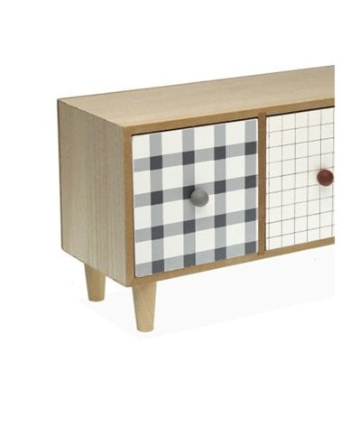 Joyero Madera Camy con 3 Cajones y Cuadros Vichy