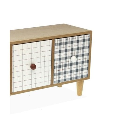 Joyero Madera Camy con 3 Cajones y Cuadros Vichy