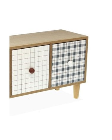 Joyero Madera Camy con 3 Cajones y Cuadros Vichy