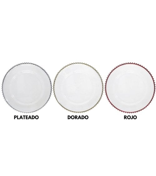 Bajo Plato Transparente con Borde Decorado