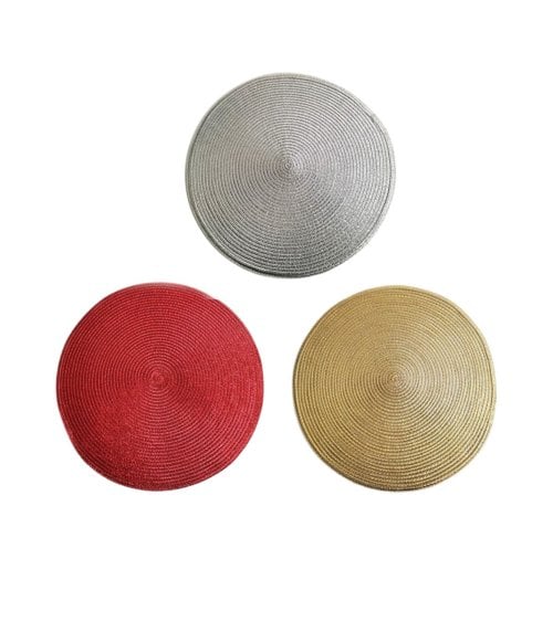 Mantel Individual Redondo Trenzado Metalizado