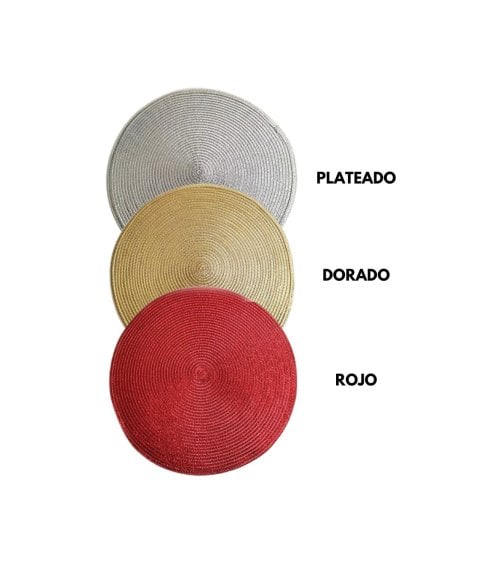 Mantel Individual Redondo Trenzado Metalizado