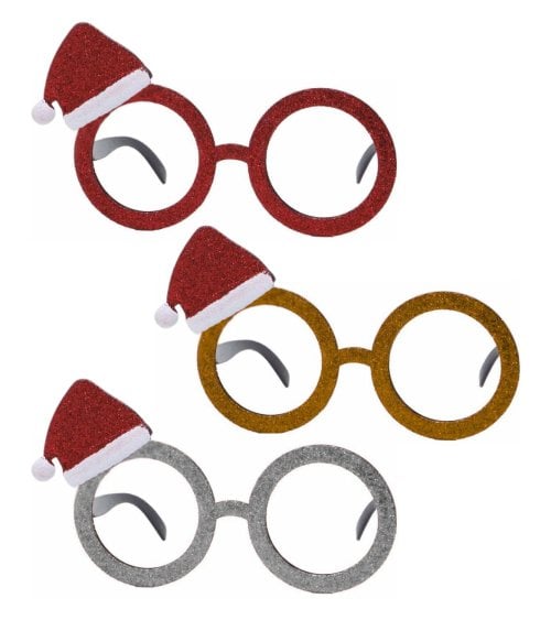 Gafas con Gorro Navideño de Purpurina