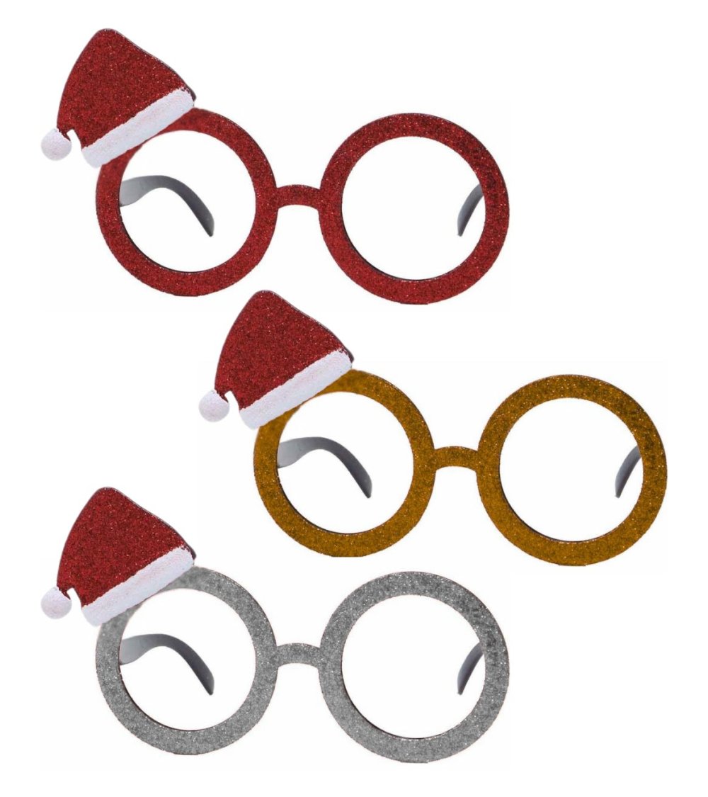 Gafas con Gorro Navideño de Purpurina Gafas con Gorro Navideño de Purpurina