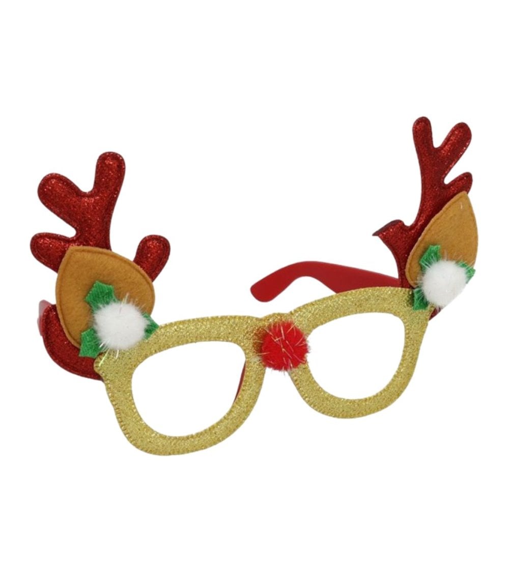 Gafas Festivas de Reno Navideño con Cuernos y Nariz