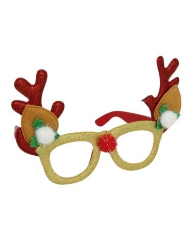 Gafas Festivas de Reno Navideño con Cuernos y Nariz