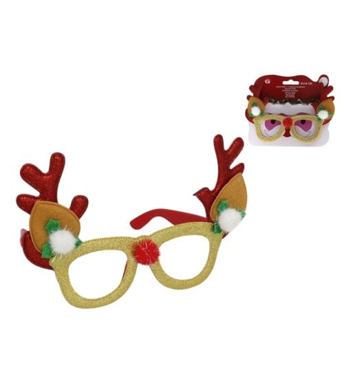 Gafas Festivas de Reno Navideño con Cuernos y Nariz